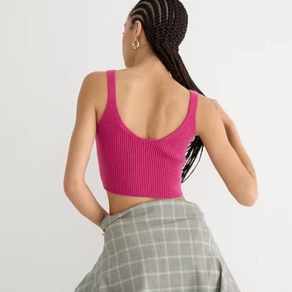 J. CREW Cashmere V Neck Sweater Tank Pink Size Small - Picture 7 of 8